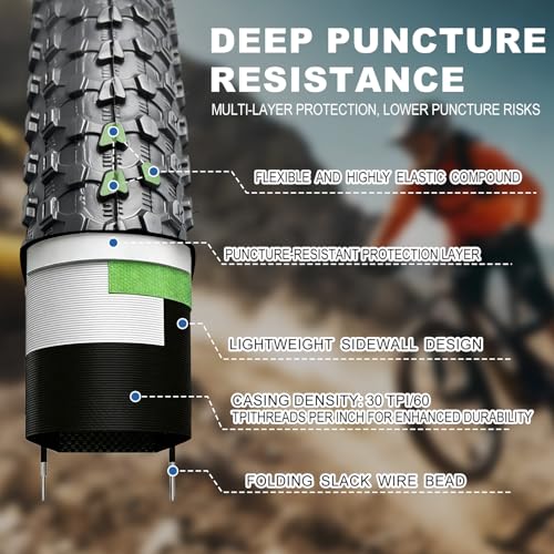 26×1.95/2.125 Bike Tire with Anti-Stab Weave Reflective