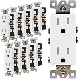 ENERLITES Decorator Receptacle Outlet, Tamper-Resistant, Residential Grade, 3-Wire, Self-Grounding, 2-Pole, 15A 125V, UL