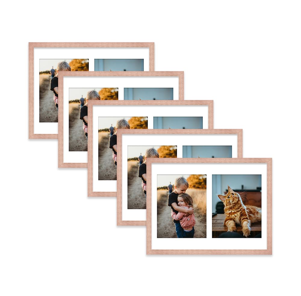 Bronze Multi Photo Frame - Holds 2 x 9x7 Pictures, Family Collage Picture Frame for Wall Display, 16x12 Frame size, Set of 5