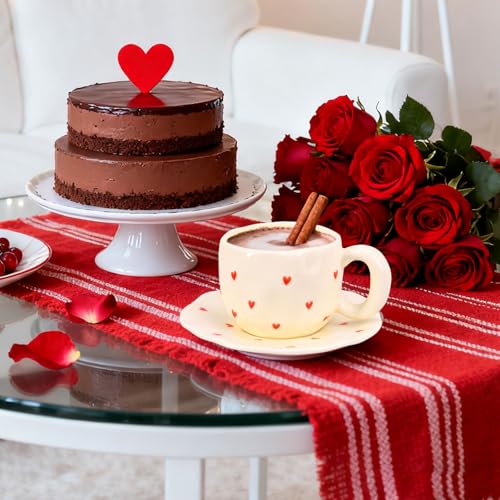 Taza con Asa y Plato Corazón 10.8 Oz Cerámica miniatura 5
