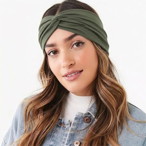 Image of DRESHOW 4 Pack Turban Headbands for Women Wide Vintage Head Wraps Knotted Cute Hair Band Accessories