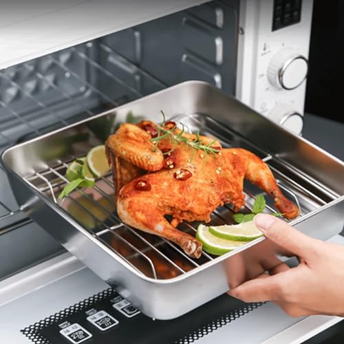 Plateau de cuisson en acier inoxydable avec grille égouttoir pour biscuits et pain - 5