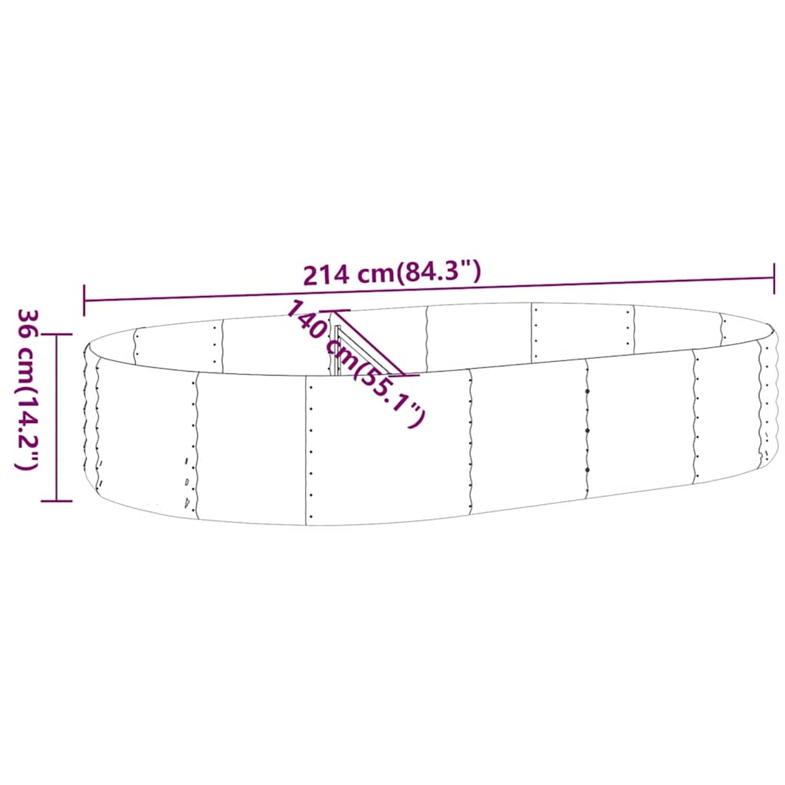 Gecheer Letto rialzato giardino, fioriera da esterno in acciaio zincato 214x140x36 cm, struttura robusta per piante aromatiche, orto domestico, fiori da balcone