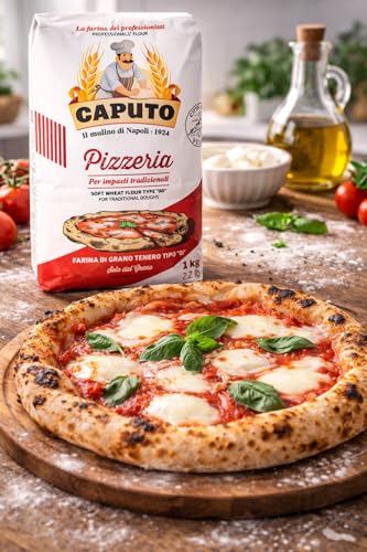 Caputo Pizzeria Mehl Tipo 00 – 1kg – Original italienisches Pizzamehl aus Neapel – 1er oder 2er Set + minafood Notizblock (2, 1kg)