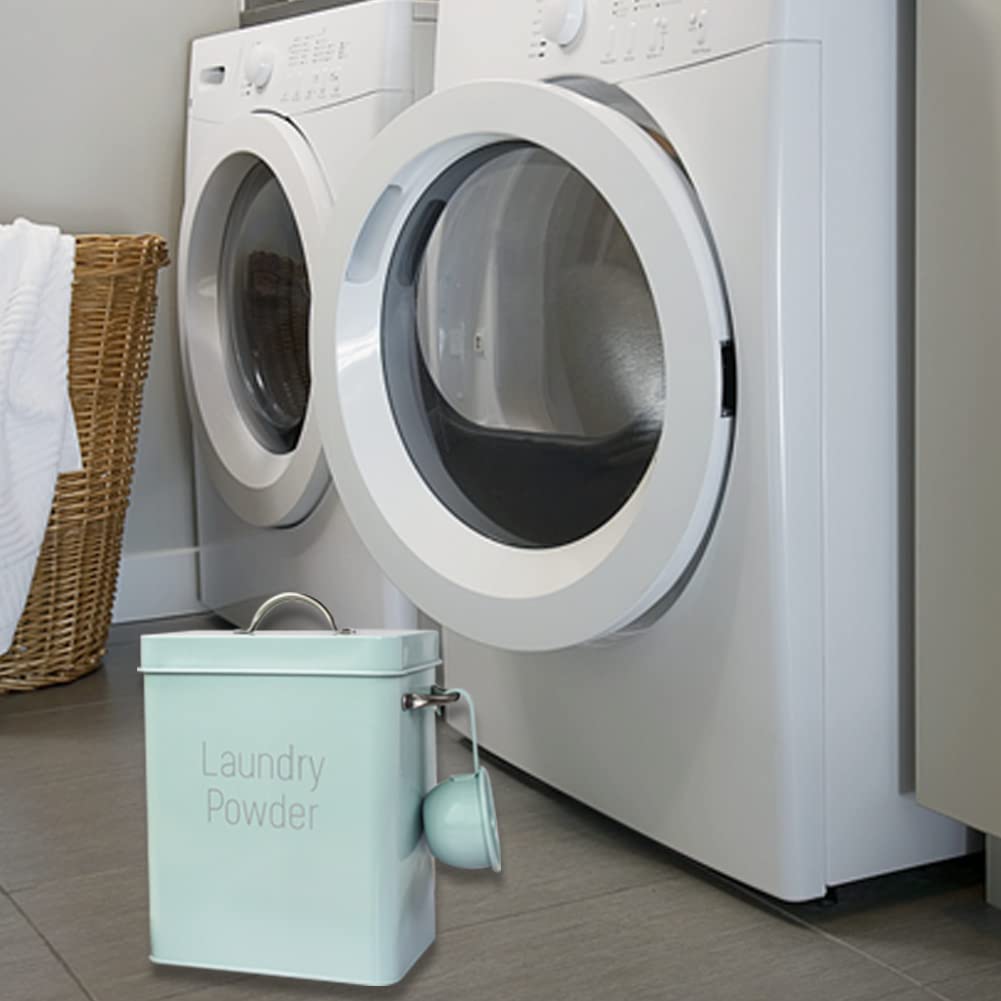 Uposao Scatola Di Latta Per Detersivo In Polvere Per Bucato In Stile Nordico, Contenitore Quadrato Per La Polvere Per Bucato, Contenitori Per Bagno Con Coperchio E Paletta