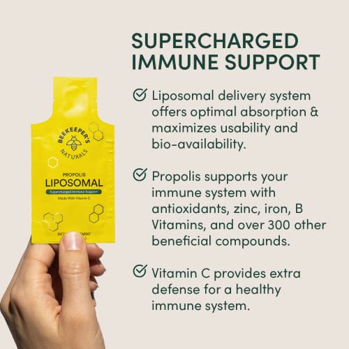 Beekeeper's Naturals Liposomal Vitamin C + Propolis, Effective Bio-Available Immune Support Delivery, 12 Ct #TOP3