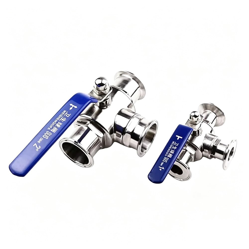 Trójdrożny Sanitarny Zawór Kulowy, Stal Nierdzewna SS304, Obsługa Ręczna Typu T/L, Tuleja Tri Clamp 50,5/64/77,5/91/119 Mm, 1 Szt.(T type,32mm x Ferrule 50.5)