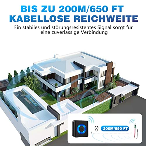 Satisure Funksignal Weiterleitung, Türklingel Weiterleitung Funk Klingelanlagen Funkkonverter Funk Gong Erweiterung Set 58 Melodien & 5 Lautstärkestufen für Türklingel Kabelgebunden