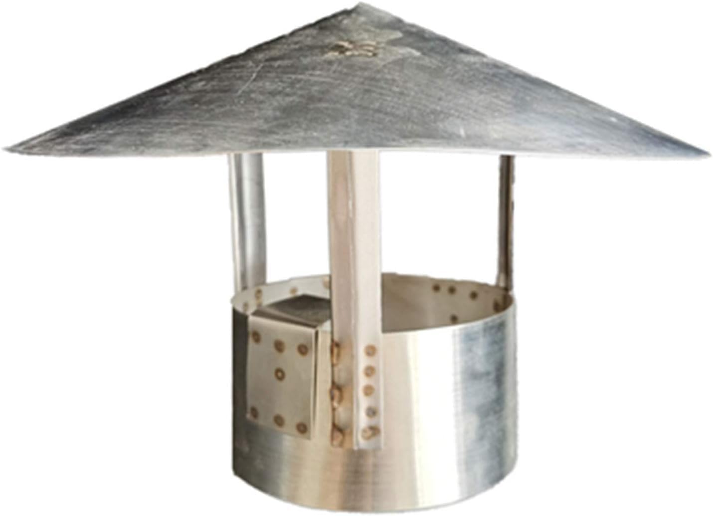 Chimney Cowl Stainless Steel Waterproof Round Air Vent Cowl Cap Roof Chimney Flue Cowl Pipe Rain Cover Protector Cap Ending Heating Stove Exhaust Pipe Chimney Rain Cap (110mm)