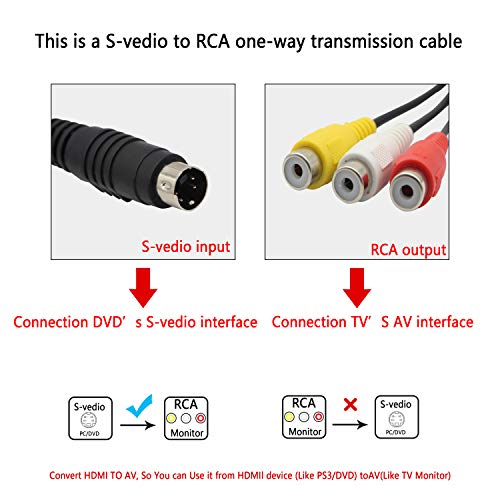 4 Pin S-Video To 3 Rca Av Female Cable For Tv Pc Computer Video Av Projector For Video Tv Laptop Adapter Cable (27Cm) #TOP1