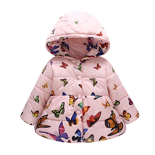 ASHER FASHION Baby Boys Girls Hooded Snowsuit Winter Warm Fur Collar Hooded Down Windproof Jacket Outerwear（01 Pink 18M-2T）
