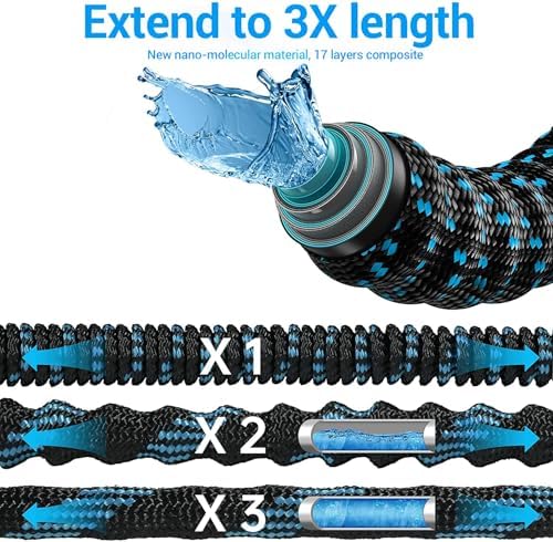 75 ft Expandable Garden Hose with 10 Spray Nozzle - Heavy Duty Superior Strength 3750D - 4 -Layer Latex Core - Expanding Water Hoses - Extra Strong Brass Connectors/Storage Bag - 2