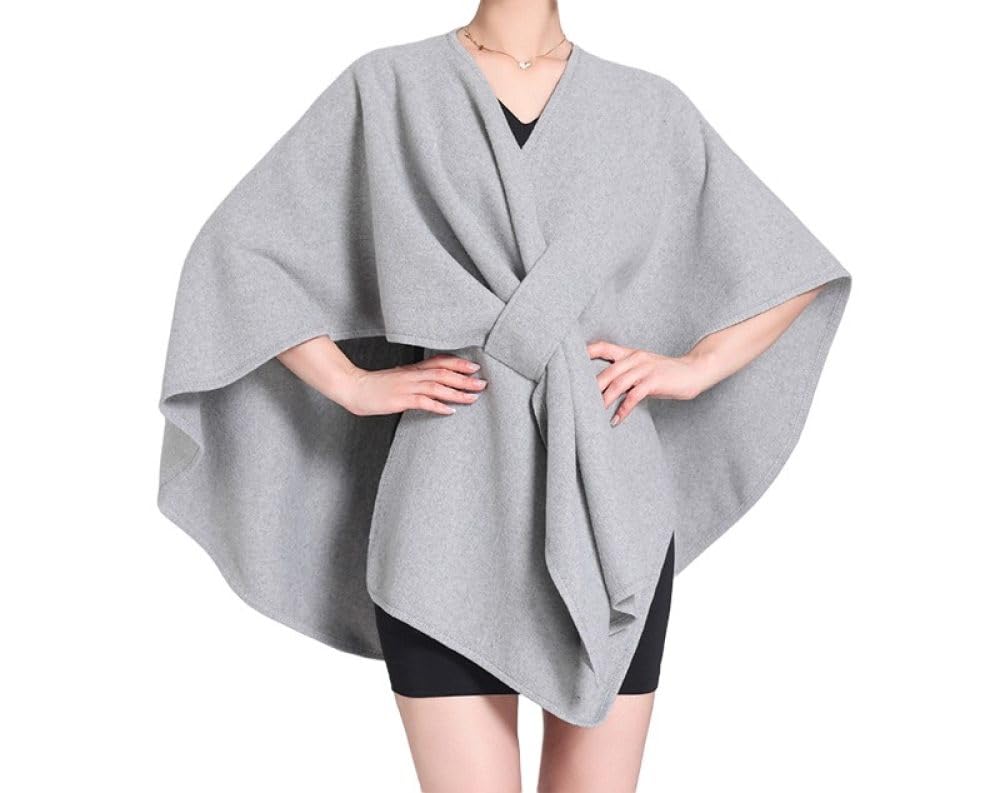 Poncho de Mezcla de Lana para Mujer,Elegante Capa de Poncho Liso,Bufanda,suéter Vintage,Envoltura de Chal,cárdigans con Frente Abierto, Abrigo de Manta,Regalo para Mujeres