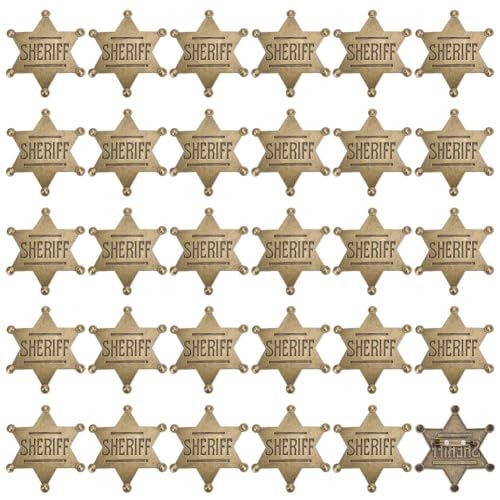 WEBEEDY 30 piezas de sheriff insignia de estilo retro de metal para adultos, insignia de policía occidental, pin hexagonal vaquero suministros de fiesta para juegos de rol, accesorios de disfraces