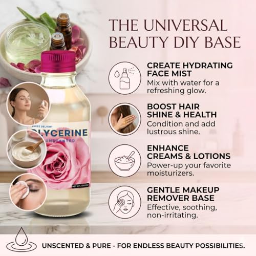 Image of Pure Glycerin Liquid (IP Grade) - Unscented Natural Moisturizer for Skin, Face, Hair Care | Vegetable Glycerin for Dry Skin, Lips, DIY Soap & Cosmetic Use | Deep Hydration Humectant (Multipurpose Use), 100 GM