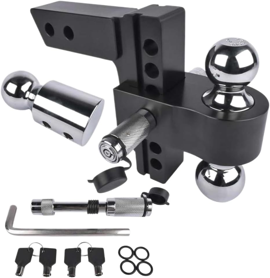 Trailer Hitch Compatible with 2 Inch Receiver 6 Inch Drop Rise Heavy Duty Aluminum