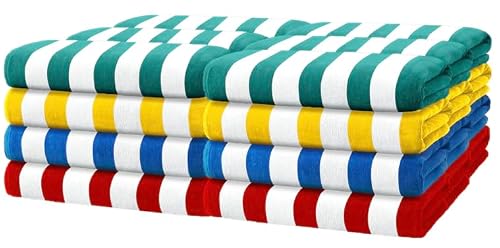 Kaufman - Bright Colored Beach Towels | 100% Cotton Oversized Large Beach Towel | Cabana Striped Towels for Beach/Pool/Hot Tub | Lightweight Velour Beach Towels Set | 30" x 60" | 24 Pack