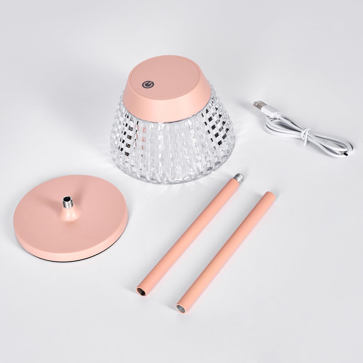 HOFSTEIN Lampe de table LED Macos, à intensité variable en métal/plastique rose/transparent, réglable avec variateur tactile, hauteur 38 cm, 1 watt, 100 lumens, salon, chambre à coucher, bureau