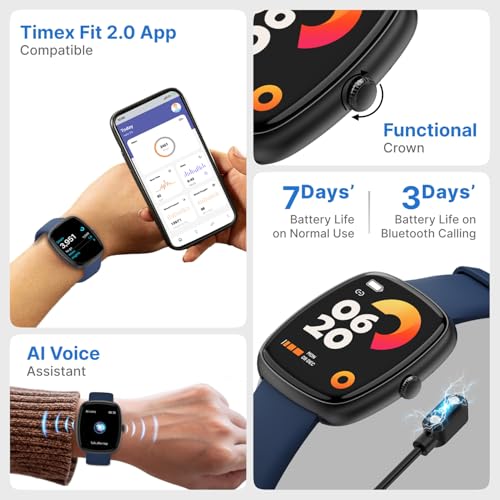 Image of TIMEX iConnect Calling Ace+ 1.83 inch(4.6 cm) 3D UI Display with Functional Crown and BT Calling Smartwatch for Unisex - TWIXW1503T