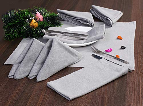 Ramanta Home 12-Pack 100% Cotton Dinner Napkins 18 by 18-Inch Soft Absorbent Comfortable - Ideal for Events and Regular Use - Grey