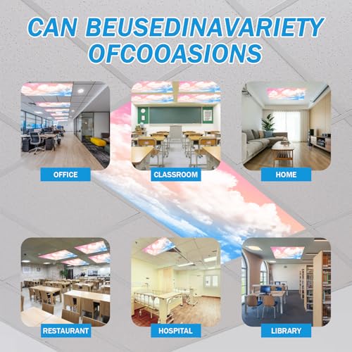 Image of 8 Pcs Fluorescent Light Covers with 80 Magnets Decorative for Classroom Ceiling Light 4 x 2 Feet Magnetic Light Covers Filter Easy Install for Office Hospitals & Home Drop Ceiling Supplies
