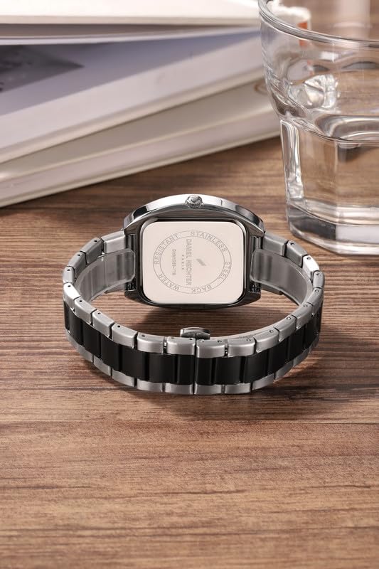 Image of Daniel Hechter Paris Bercy Collection Analog Quartz Watch for Men with Square Dial, Day-Date Display, Crystal Hour Markers and Stainless Steel Strap - DHM1053