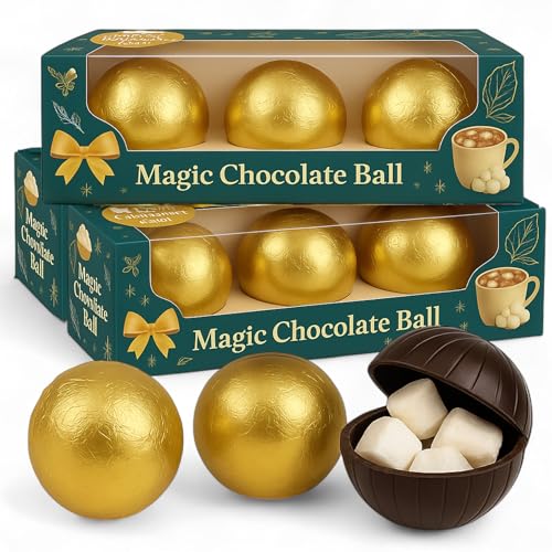 Juego de bolas de chocolate con mini malvaviscos rellenas para chocolate caliente Magic Dark Chocolate Ball para beber como bola de chocolate (3 cajas – 9 bolas)
