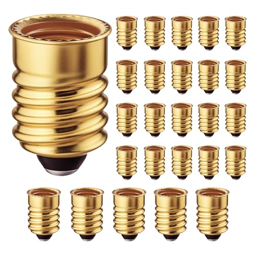 (25 Pack) European Base (E14) to Candelabra Base (E12) Socket Reducer Adapter