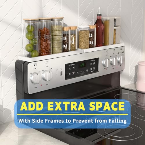 PEKER Magnetic Stove Top Shelf for 30" Stoves, Over Oven Shelf Above with Bamboo Spice Rack Organizer, Heat-Resistant, Space-Saving Solution for Kitchen Storage by PEKER - Image 3
