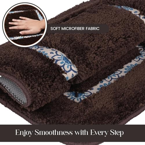 Image of Zureni Rectangle Doormat Anti Skid Floor Mat Soft Microfiber Rug Quick Dry Water Absorbent Indoor Outdoor Rug for Bedroom Kitchen Bathroom Home Office Entrance (1Pc, 40x60cm, Brown)