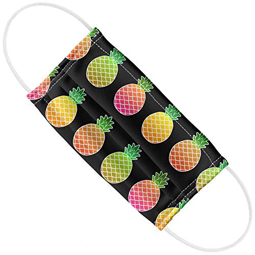 Colorful Pineapples Pattern 1-Ply Reusable Face Mask Covering with Adjustable Nose Wire, Unisex