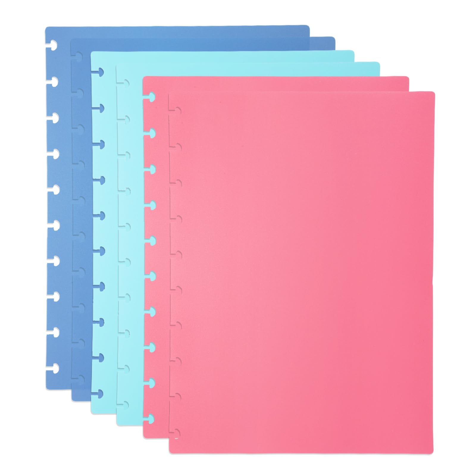 PATIKIL 1 Set Discbound Notebook Cover, 10 x 7.1 B5 Letter Size PP Disc Planner Cover for Notebook Planner Office Product, Pink/Blue/Green