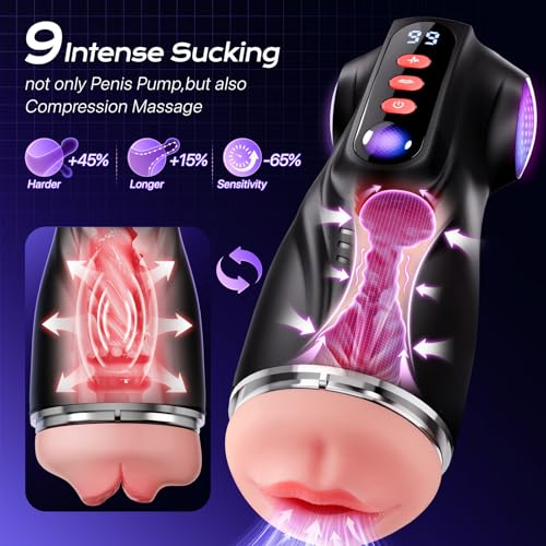 Uoffile Male Masturbator Sex Toys for Men - 3 Sleeves AI Sync Pocket Pussy Penis Pump with 9 Sucking & 9 Vibrating, APP Adult Toys Mens Sex Toy, Colorful Lighting Stroker Machine Erotic Massage Kits : Health & Household