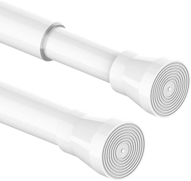 1Pc Tension Rod for Shower Curtain Rail No Drilling curtain pole Extendable Telescopic Curtain Rod Easy Fitting for Bathroom Kitchen Cupboards(50-80CM/19.7-35.4Inch,White)