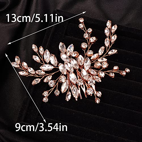 Teyglen Simple Full Rhinestones Bride Wedding Hair Comb Hair Pieces For Bride Bridal Crystal Side Hair Comb Hair Accessories For Women Girls (Gold) #TOP5