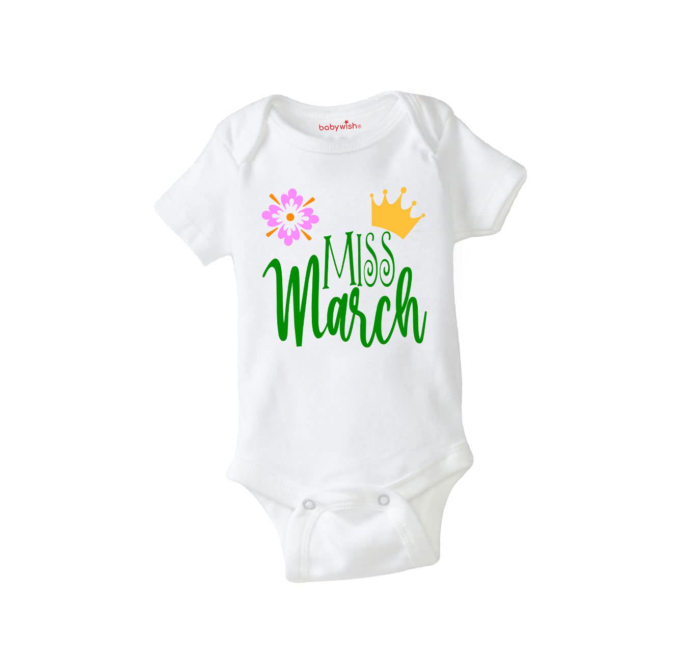 baby wishHalf Birthday Baby Bodysuits Newborn Romper Half Sleeve Envelope Neck Cute Outfit MISS MARCH