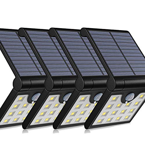 Aluvee Solar Wall Lights Outdoor,4 Pack 14 LED Fold Motion Sensor IP65 Waterproof Wall Lighting Security Wireless for Yard Wall Porch Patio Path Fence