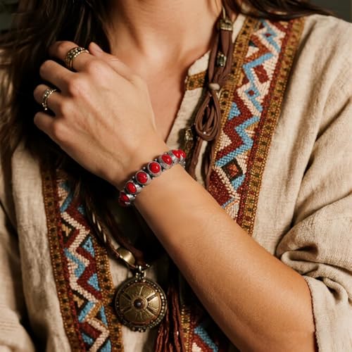 CSIYANJRY99 Western Bracelets for Women Country Concert Outfits Boho Cuff Bracelet Cowgirl Turquoise Jewelry Western Accessorie3