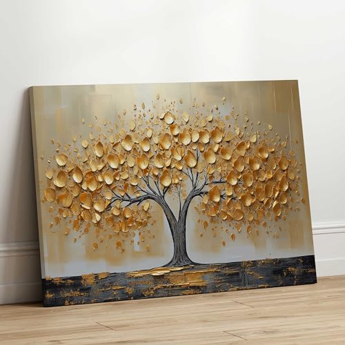 Quadros Decorativos para Quarto Sala Arvore Dourada Pintural Grande Escritório Hall