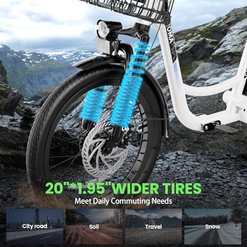 Image of Caroma Peak 1200W Electric Scooter with Seat, 20 inch Tires,30Miles&20MPH | All Terrain E Scooter with 2 Seats,Adjustable Electric Scooter for Adults with Basket,Adult Electric Bicycles Style Scooter