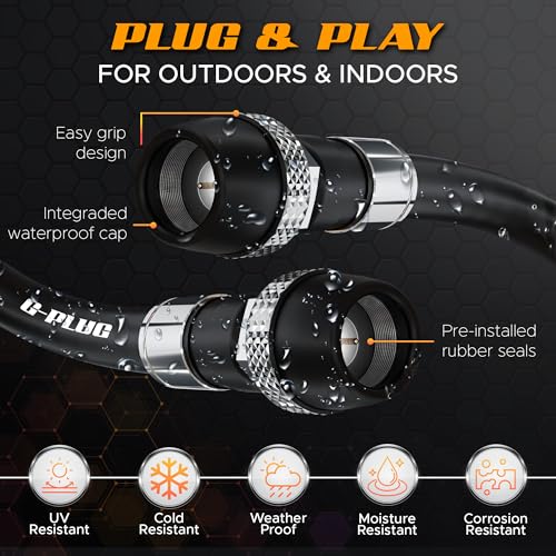 Image of G-PLUG RG6 Coaxial Cable 200FT - Triple Shielded, Waterproof, 75 Ohm with F-Type Connectors, High-Performance for HDTV, Satellite, Internet, Indoor /Outdoor Use