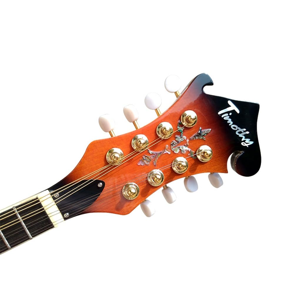 Mandolino singolo F-top fatto a mano, otto corde, con protezione, corpo sfumato marrone-nero, filo di acciaio a 8 fili, pannello in abete, custodia in ABS inclusa, adatto a principianti e professionis