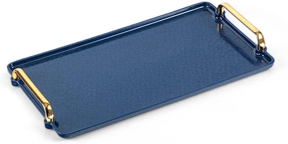 FMURY Nordic Plastic Tray Rectangular Household Teacup Jewelry Food Storage Tray Decoration with Handle(Gray,40.5 * 22 * 4cm)