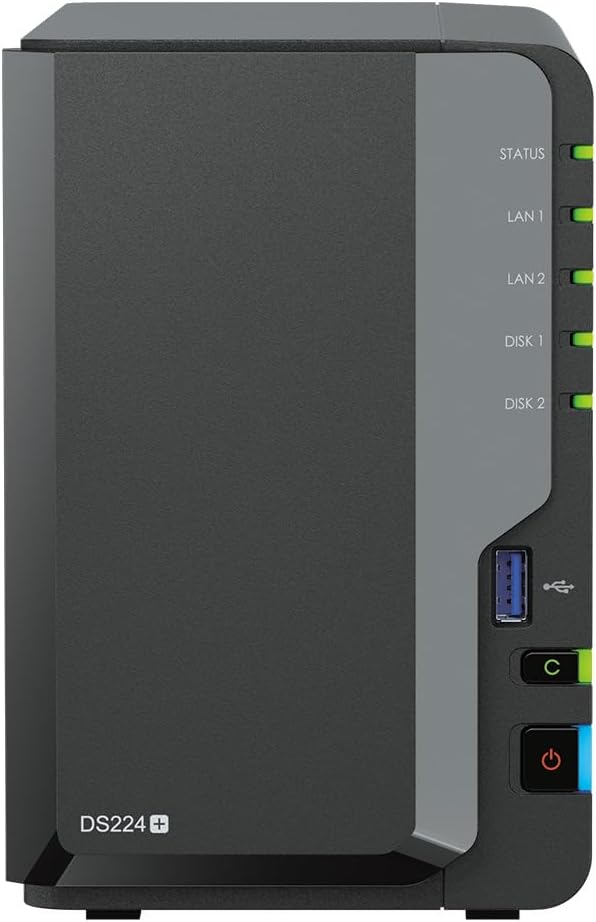 Synology DS224+ 2-Bay Diskstation NAS (Intel Celeron J4125 4-Core 2.0 GHz 2GB DDR4 RAM 2xRJ-45 1GbE LAN-Port) 6TB Bundle with 2X 3TB WD Red Plus