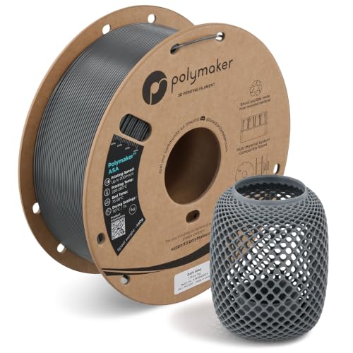 Polymaker ASA Filament 1.75mm Dark Grey, 1kg ASA 3D Printer Filament, Heat & Weather Resistant - ASA 3D Filament Perfect