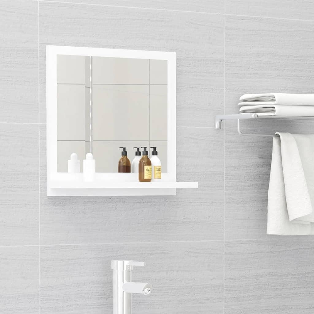 Bathroom Wall Mirror, Vanity Mirror, Makeup Mirror, Framed Mirror with Bottom Small Shelf for Bedroom Bathroom, 15.7x4.1x14.6inch, Chipboard and Glass,White