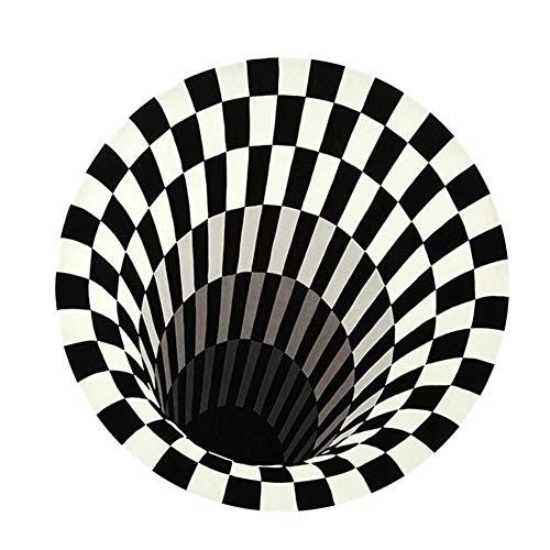 Alfombra Ilusión 3d | Alfombra De Ilusión Óptica | Alfombra Vortex Illusion Felpudo Para Sala De Estar Alfombra Antideslizante Para Sala De Estar Dormitorio Oficina Blanco Y Negro (60*60cm 4#)