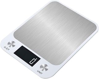 Flat Stainless Steel Kitchen Scale,Ideal for Cooking, Roasting,Weighing Mail and Preparing Coffee Electronic Platform Scale(White,10kg/1g)