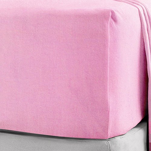 Sábana bajera de la marca NIYS Luxury Bedding. hecha de 100 % franela de algodón cepillado, 40u00a0cm, ajustable, 12u00a0colores diferentes, Rosa, matrimonio grande