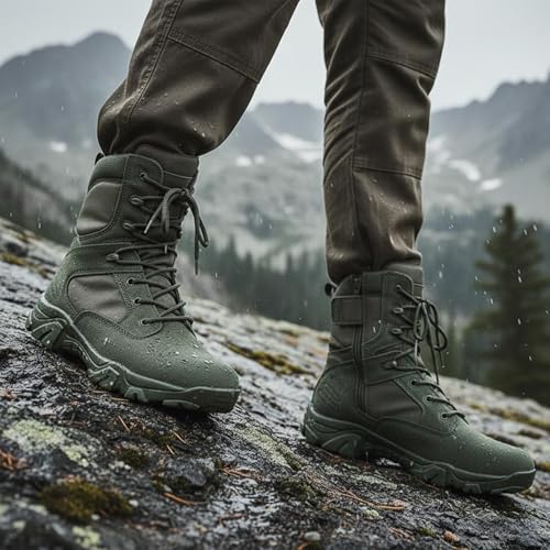 Image of Kervaky Men's Military Tactical Boots Lightweight Work Boot Non-Slip Breathable Jungle Desert Combat Boots